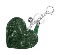 PATIKIL Rhinestone Keychains for Women, Cute Bling Heart Shape Keychain Accessories Purse Charm Backpack Keyring for Gifts Decorative Bag Handbags Car Keys, White-Dark Green