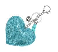 PATIKIL Rhinestone Keychains for Women, Cute Bling Heart Shape Keychain Accessories Purse Charm Backpack Keyring for Gifts Decorative Bag Handbags Car Keys, White-Lake Blue