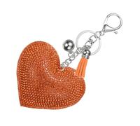 PATIKIL Rhinestone Keychains for Women, Cute Bling Heart Shape Keychain Accessories Purse Charm Backpack Keyring for Gifts Decorative Bag Handbags Car Keys, White-Orange