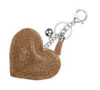 PATIKIL Rhinestone Keychains for Women, Cute Bling Heart Shape Keychain Accessories Purse Charm Backpack Keyring for Gifts Decorative Bag Handbags Car Keys, White-Khaki