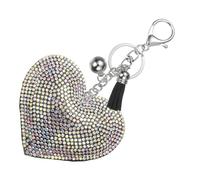 PATIKIL Rhinestone Keychains for Women, Cute Bling Heart Shape Keychain Accessories Purse Charm Backpack Keyring for Gifts Decorative Bag Handbags Car Keys, White-Black AB