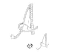 PATIKIL Rhinestone Letter Brooch Pins, 2 Sizes Initial Rhinestone Alphabet A Letter Lapel Badges Pin for Women Men Suits Dress Coat Clothes Craft, Silver Tone