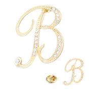 PATIKIL Rhinestone Letter Brooch Pins, 2 Sizes Initial Rhinestone Alphabet B Letter Lapel Badges Pin for Women Men Suits Dress Coat Clothes Craft, Gold Tone