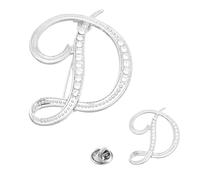 PATIKIL Rhinestone Letter Brooch Pins, 2 Sizes Initial Rhinestone Alphabet D Letter Lapel Badges Pin for Women Men Suits Dress Coat Clothes Craft, Silver Tone