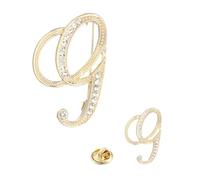 PATIKIL Rhinestone Letter Brooch Pins, 2 Sizes Initial Rhinestone Alphabet g Letter Lapel Badges Pin for Women Men Suits Dress Coat Clothes Craft, Gold Tone