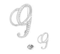 PATIKIL Rhinestone Letter Brooch Pins, 2 Sizes Initial Rhinestone Alphabet g Letter Lapel Badges Pin for Women Men Suits Dress Coat Clothes Craft, Silver Tone