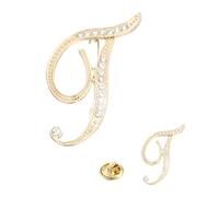 PATIKIL Rhinestone Letter Brooch Pins, 2 Sizes Initial Rhinestone Alphabet t Letter Lapel Badges Pin for Women Men Suits Dress Coat Clothes Craft, Gold Tone