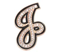 PATIKIL Rhinestone Letter Brooch Pins, Initial Letter J Broaches Metal Crystal Alphabet A-Z Lapel Pin Black Edge for Women Jewelry Gift Suit Clothes Hat Dress Coat Craft, Gold Tone