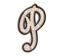 PATIKIL Rhinestone Letter Brooch Pins, Initial Letter P Broaches Metal Crystal Alphabet A-Z Lapel Pin Black Edge for Women Jewelry Gift Suit Clothes Hat Dress Coat Craft, Gold Tone