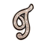 PATIKIL Rhinestone Letter Brooch Pins, Initial Letter t Broaches Metal Crystal Alphabet A-Z Lapel Pin Black Edge for Women Jewelry Gift Suit Clothes Hat Dress Coat Craft, Gold Tone