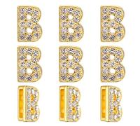PATIKIL Rhinestone Letter Charm, 30Pcs 10mm Slide Wristbands Pendants Crystal Letter B Charm Pendants Alphabet A-Z for DIY Jewelry Making Necklace Bracelets, Gold Tone
