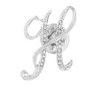 PATIKIL Rhinestone Letter Lapel Pins, Initial Alphabet Collar Pins Letter Brooch Pins for Women Men Shirt Dress Suits Coat Collar, Silver Tone, Letter H
