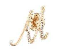 PATIKIL Rhinestone Letter Lapel Pins, Initial Alphabet Collar Pins Letter Brooch Pins for Women Men Shirt Dress Suits Coat Collar, Gold Tone, Letter m