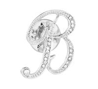 PATIKIL Rhinestone Letter Lapel Pins, Initial Alphabet Collar Pins Letter Brooch Pins for Women Men Shirt Dress Suits Coat Collar, Silver Tone, Letter B