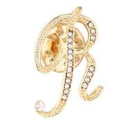 PATIKIL Rhinestone Letter Lapel Pins, Initial Alphabet Collar Pins Letter Brooch Pins for Women Men Shirt Dress Suits Coat Collar, Gold Tone, Letter R