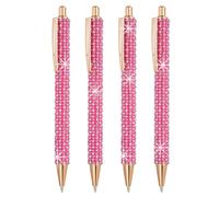 PATIKIL Rhinestone Metal Ballpoint Pen, 4 Pack Crystal Pearl Pens Black Ink 1.0mm Point Sparkly for Women Gift Office Note Taking Journaling, Rose Red