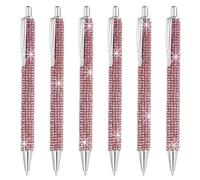 PATIKIL Rhinestone Metal Ballpoint Pen, 6 Pack Crystal Diamond Pens Black Ink 1.0mm Point Sparkly for Women Gift Office Note Taking Journaling, Pink