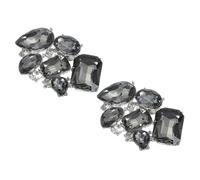 PATIKIL Rhinestone Shoe Clips, 1 Pair Detachable Classic Fashion Sparkling Bow Heels Accessories Decoration for Wedding Bridal Prom Party Daily Wearing Accessories Gray