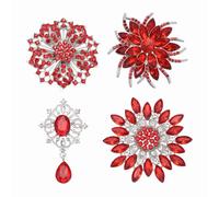 PATIKIL Rhinestone Sunflower Brooch Pins, 4 Style Elegant Crystal Floral Lapel Brooch Pins Lapel Pins Kit for Women Suits Clothes Dress Bouquet Craft Party, Red