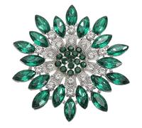 PATIKIL Rhinestone Sunflower Brooch Pins, Fashion Crystal Diamond Flower Brooch Pin Lapel Pins for Women Suits Clothes Dress Bouquet Coat Hat Bag Craft Party, Green