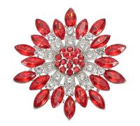 PATIKIL Rhinestone Sunflower Brooch Pins, Fashion Crystal Diamond Flower Brooch Pin Lapel Pins for Women Suits Clothes Dress Bouquet Coat Hat Bag Craft Party, Red