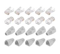 PATIKIL RJ45 Cat6 Connectors RJ45 Ends 8P8C Modular Plug Pass Through Connector with Light Grey Boots Cover for Ethernet Network Cable, Pack of 50