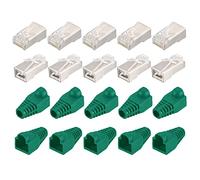 PATIKIL RJ45 Cat6 Shielded Connectors RJ45 Ends Shield Modular Plugs Pass Through 8P8C Connector with Green Boots Cover for Network Cable, Pack of 20
