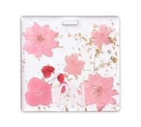 PATIKIL RN Buddy Badge Card Holder, Resin Flower RN Name Badge ID Card Holder Horizontal Name Identification Tag Accessories for Women Coworkers Work Gifts, Pink