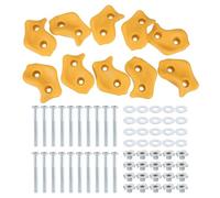 PATIKIL Rock Climbing Holds, 10 Pcs Large Climbing Rock Wall Grips Play Set Climber Attachments with Double Hole for Playground Accessory Indoor Outdoor Tree Training, Yellow C-Large