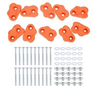 PATIKIL Rock Climbing Holds, 10 Pcs Small Climbing Rock Wall Grips Play Set Climber Attachments with Double Hole for Playground Accessory Indoor Outdoor Tree Training, Orange Red D-Small