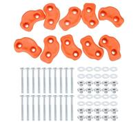 PATIKIL Rock Climbing Holds, 10 Pcs Small Climbing Rock Wall Grips Play Set Climber Attachments with Double Hole for Playground Accessory Indoor Outdoor Tree Training, Orange Red A-Small