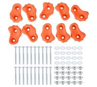 PATIKIL Rock Climbing Holds, 10 Pcs Small Climbing Rock Wall Grips Play Set Climber Attachments with Double Hole for Playground Accessory Indoor Outdoor Tree Training, Orange Red B-Small