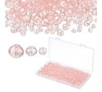 PATIKIL Rondelle Crystal Beads, 1000Pcs 4-8mm Faceted Glass Loose Beads Briolette Shape Beads for Jewelry Making Bracelets Necklaces Earrings DIY Craft Projects, Pink Plating AB