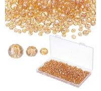 PATIKIL Rondelle Crystal Beads, 1000Pcs 4-8mm Faceted Glass Loose Beads Briolette Shape Beads for Jewelry Making Bracelets Necklaces Earrings DIY Craft Projects, Gold Champagne Plating AB