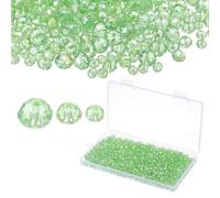 PATIKIL Rondelle Crystal Beads, 1000Pcs 4-8mm Faceted Glass Loose Beads Briolette Shape Beads for Jewelry Making Bracelets Necklaces Earrings DIY Craft Projects, Green Plating AB