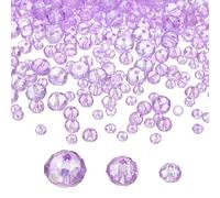 PATIKIL Rondelle Crystal Beads, 600Pcs 4-8mm Faceted Glass Loose Beads Briolette Shape Beads for Jewelry Making Bracelets Necklaces Earrings DIY Craft Projects, Purple Plating AB
