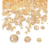 PATIKIL Rondelle Crystal Beads, 600Pcs 4-8mm Faceted Glass Loose Beads Briolette Shape Beads for Jewelry Making Bracelets Necklaces Earrings DIY Craft Projects, Gold Champagne Plating AB