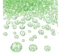 PATIKIL Rondelle Crystal Beads, 600Pcs 4-8mm Faceted Glass Loose Beads Briolette Shape Beads for Jewelry Making Bracelets Necklaces Earrings DIY Craft Projects, Green Plating AB