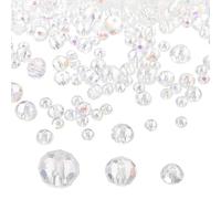 PATIKIL Rondelle Crystal Beads, 600Pcs 4-8mm Faceted Glass Loose Briolette Shape Beads for Jewelry Making Bracelets Necklaces Earrings DIY Craft Projects, White Plating AB