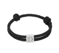 PATIKIL Rope Initial Bracelet, Letter D Handmade Braided Bracelet Stainless Steel Charm Adjustable Bracelets 26 Letters A-Z with Box for Men Women Valentines Jewelry Gifts, Black