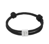 PATIKIL Rope Initial Bracelet, Letter P Handmade Braided Bracelet Stainless Steel Charm Adjustable Bracelets 26 Letters A-Z with Box for Men Women Valentines Jewelry Gifts, Black