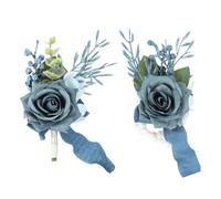 PATIKIL Rose Corsage, 6 Pcs for Groom Bride Groomsmen Bridesmaids Homecoming Graduation Prom Party Wedding Flowers Accessories Prom Suit, Dark Blue