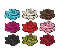 PATIKIL Rose Embroidered Patch Applique, 9 Pcs Rose Sew on Iron on Decorative Patches for Repair Decoration Clothing Hats Jackets Backpack, 2.6" Lx2.2 W, Multicolored