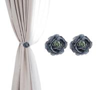 PATIKIL Rose Flower Curtain Tiebacks, 2 Pcs Artificial Floral Curtain Tie Clips, Modern Curtain Holder Buckles, Window Drapery Decorative Clips for Home, Room, Office, Blue