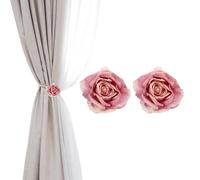 PATIKIL Rose Flower Curtain Tiebacks, 2 Pcs Artificial Floral Curtain Tie Clips, Modern Curtain Holder Buckles, Window Drapery Decorative Clips for Home, Room, Office, Gradient Purple