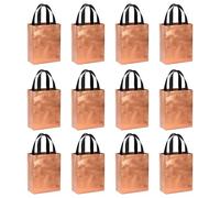 PATIKIL Rose Gold Gift Bags with Laser Coating, 12pcs Reusable Goodie Bags with Handle for Wedding Birthday Party Shopping Cosmetic, 8" x 4" x 10"
