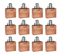 PATIKIL Rose Gold Gift Bags with Laser Coating, 12pcs Reusable Goodie Bags with Handle for Wedding Birthday Party Shopping Cosmetic, 12.6" x 4.7" x 11"