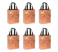 PATIKIL Rose Gold Gift Bags with Laser Coating, 6pcs Reusable Goodie Bags with Handle for Wedding Birthday Party Shopping Cosmetic, 8" x 4" x 10"