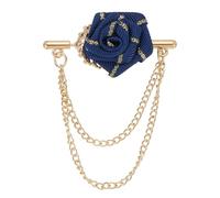 PATIKIL Rose Lapel Pin, 1 Pcs Lapel Pin with Double Hanging Chain Brooch Suit Stud Shirt Studs Men's Accessories Wedding Graduation Anniversary Dinner Party, Dark Blue
