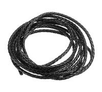 PATIKIL Round Braided Leather Cord, 3mm Round Braided Genuine Leather Cord Rope Folded for Crafts Jewelry Making Necklace Bracelets, Black (2.2 Yards)